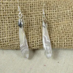 Lace Agate Gemstone Teardrop Earrings