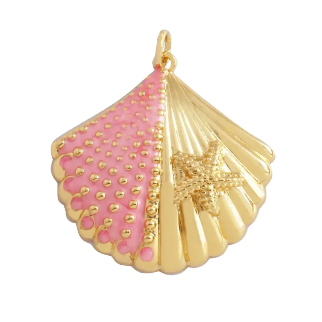 Large Pink Seashell Charm For Charm Bar & Charm Necklace