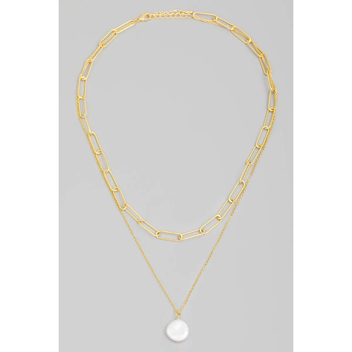 Layered Circle Pearl Charm Necklace | Stuffology Boutique