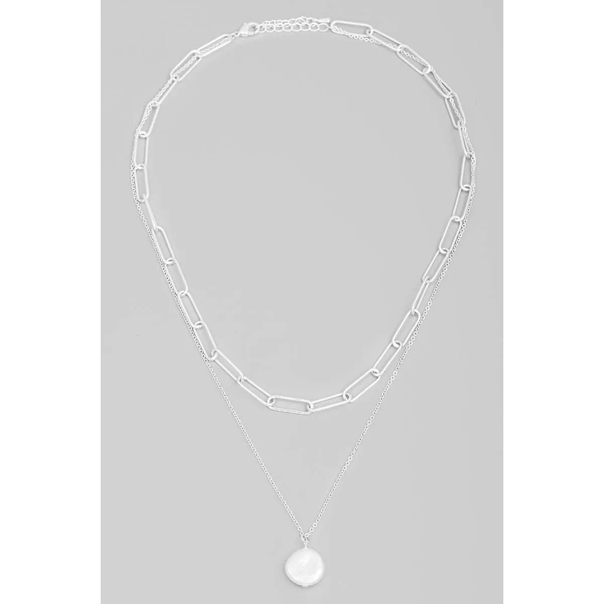 Layered Circle Pearl Charm Necklace | Stuffology Boutique