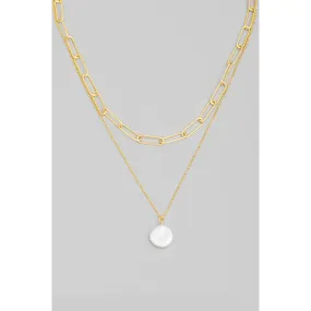 Layered Circle Pearl Charm Necklace | Stuffology Boutique