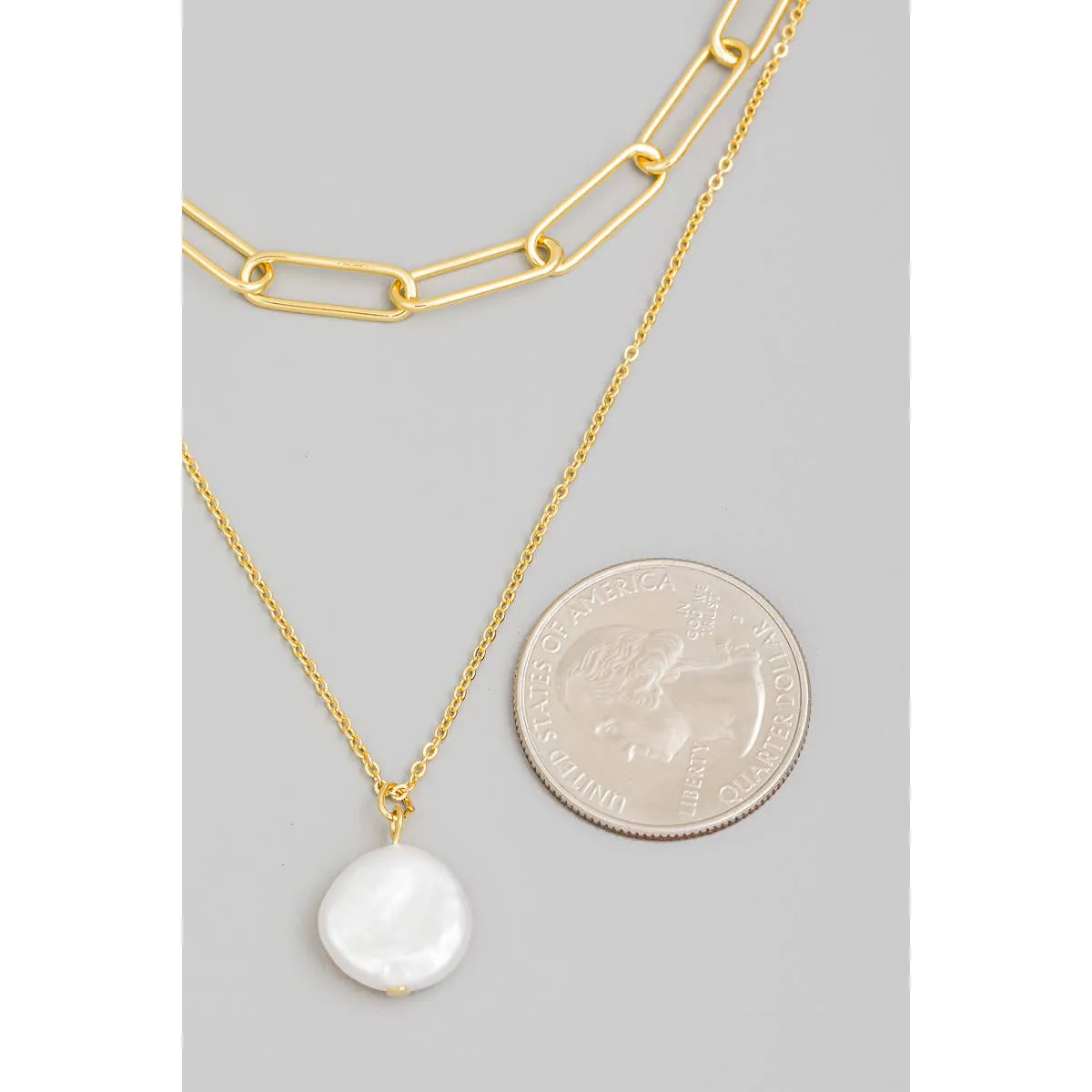 Layered Circle Pearl Charm Necklace | Stuffology Boutique