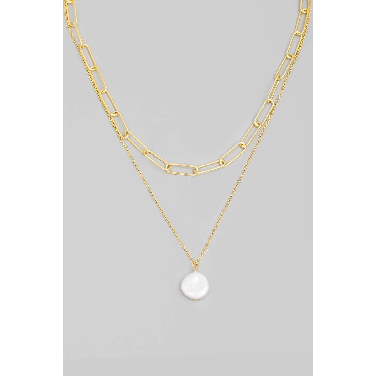 Layered Circle Pearl Charm Necklace | Stuffology Boutique