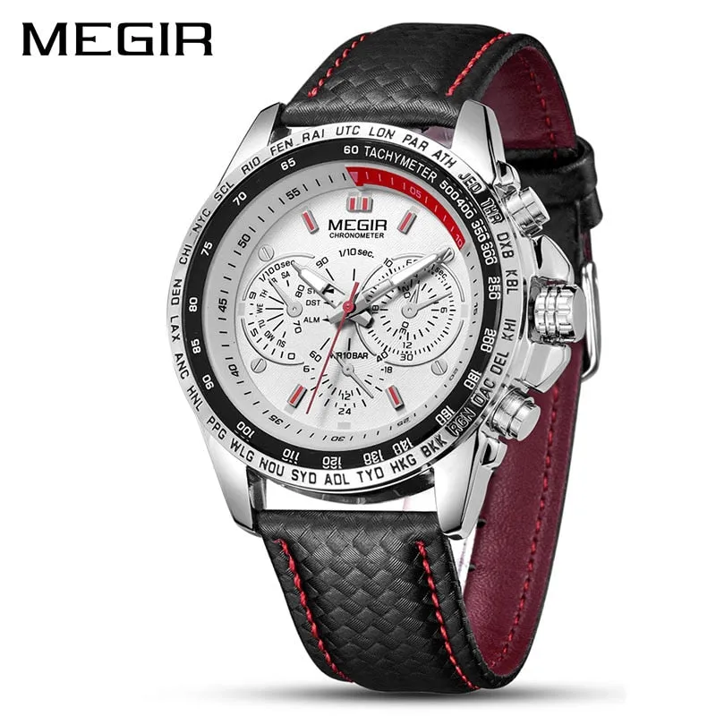 MEGIR Designer Military Style Quartz Watch with Luminous Dial