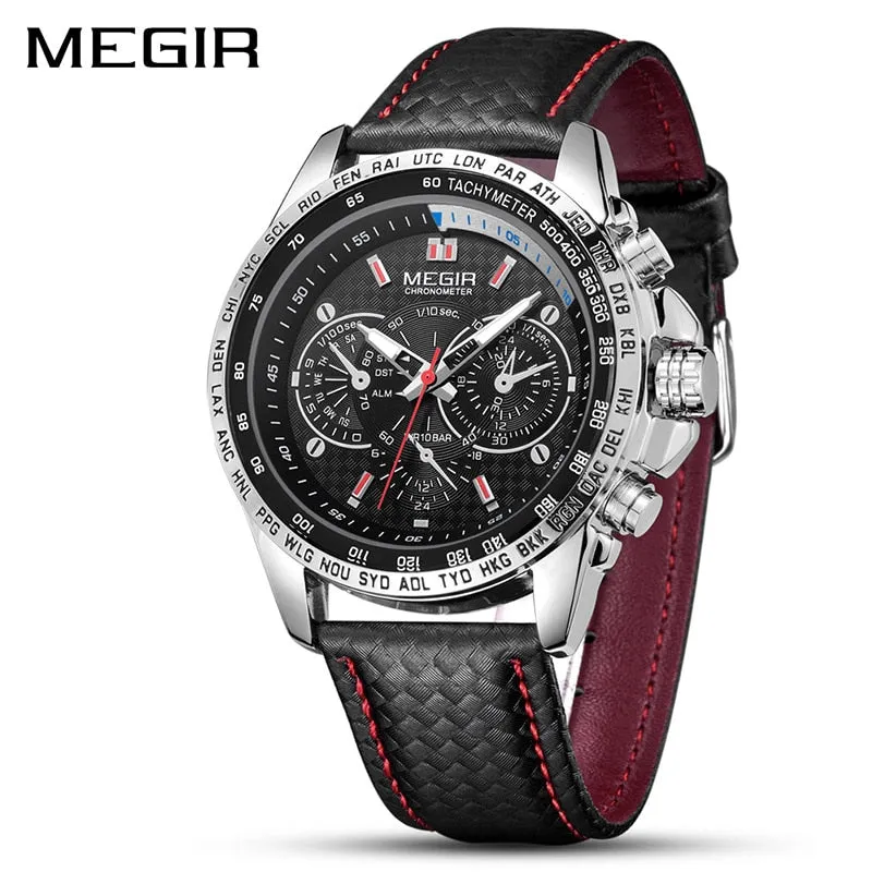 MEGIR Designer Military Style Quartz Watch with Luminous Dial