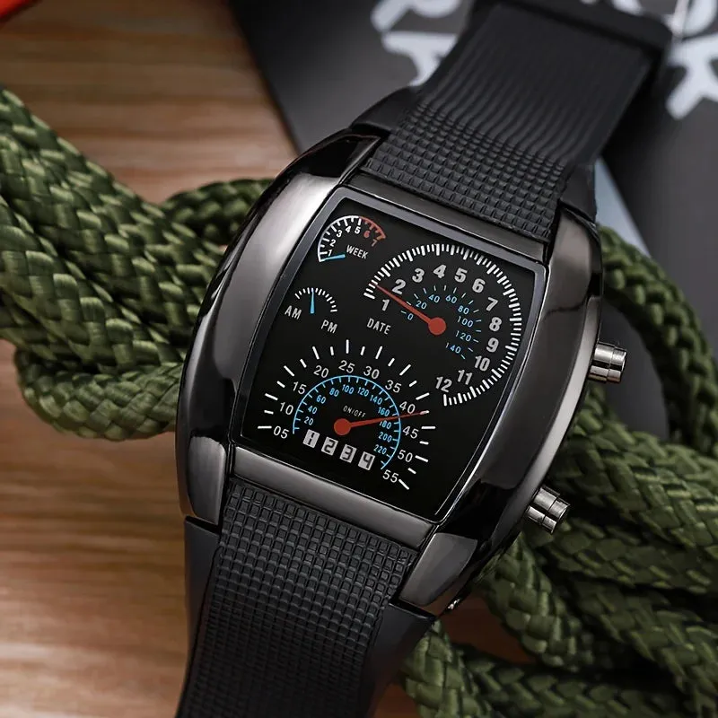 Men's LED Aviation-Style Sports Watch