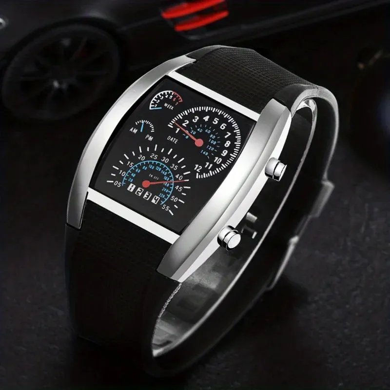 Men's LED Aviation-Style Sports Watch