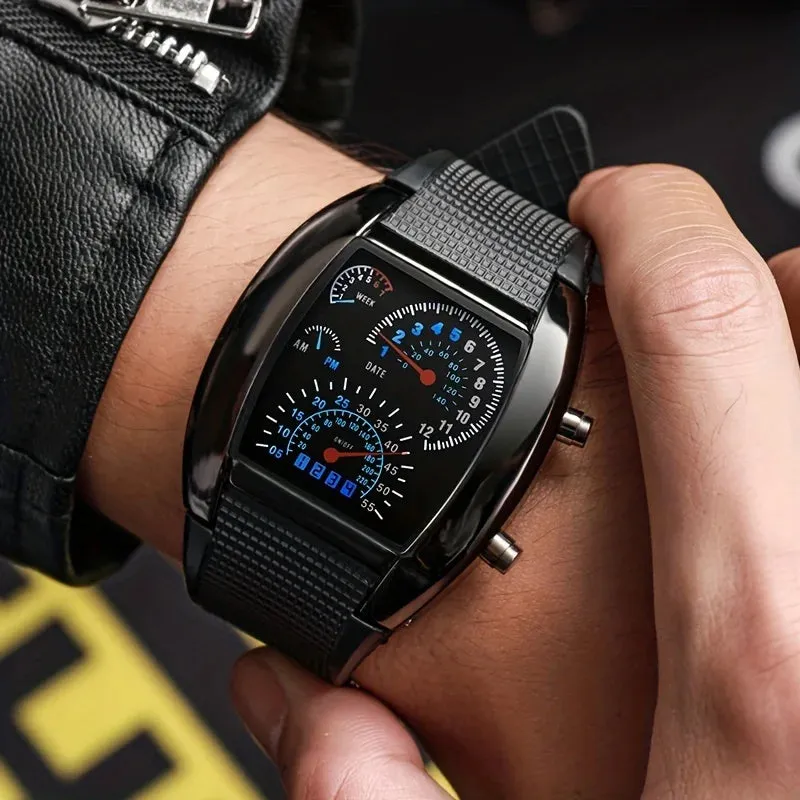 Men's LED Aviation-Style Sports Watch