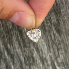 Mini Baguette Heart Charm - Gold