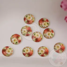 Mini Round Glass Cabochon - Sunflower