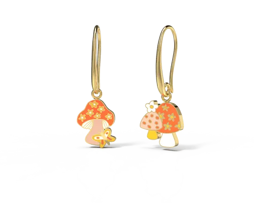 Mushroom Butterfly Drop Earrings