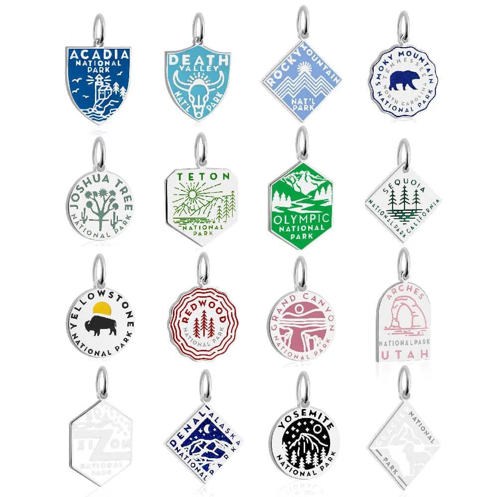 National Park Necklace Bundle, 2 silver enamel charms