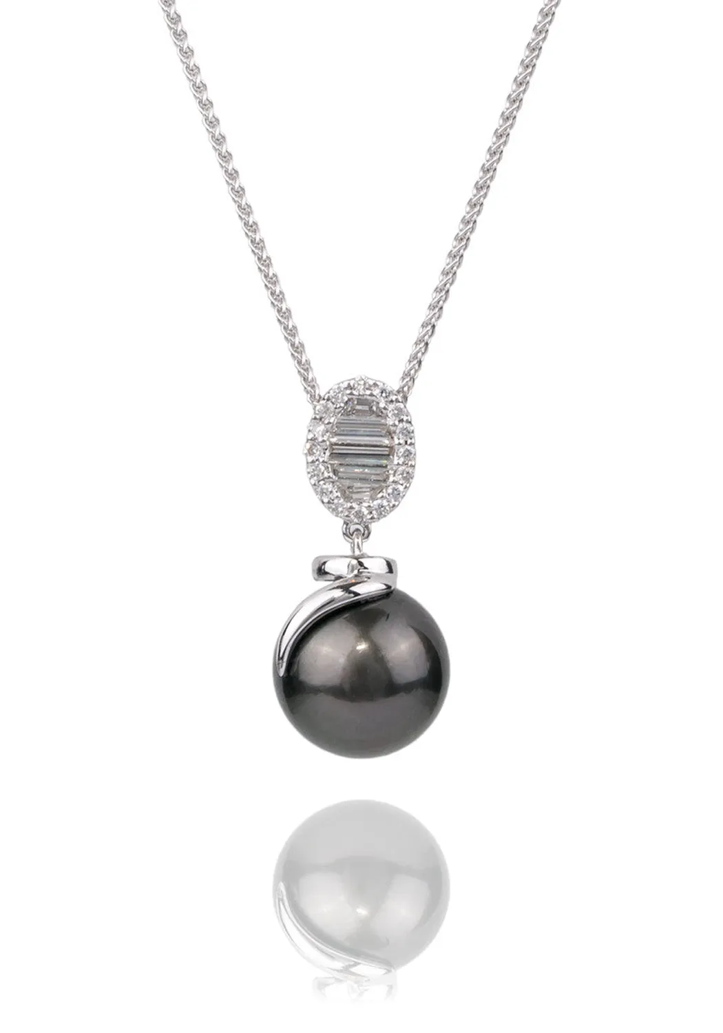 Oster Collection 14KWG Diamond & Tahitian Pearl Pendant Necklace