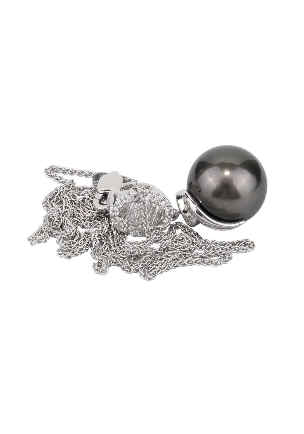 Oster Collection 14KWG Diamond & Tahitian Pearl Pendant Necklace