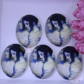 Oval Glass Cabochon - Lady Faces