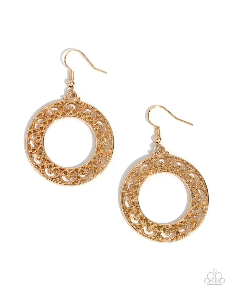 Paparazzi Earring ~ Vineyard Valentine - Gold