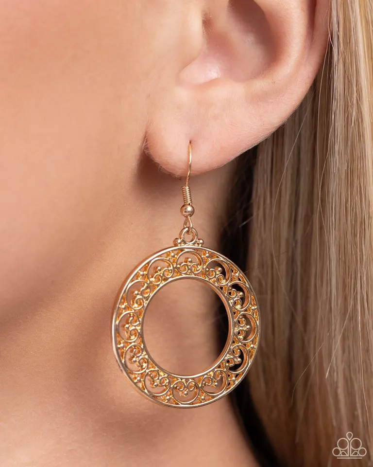 Paparazzi Earring ~ Vineyard Valentine - Gold