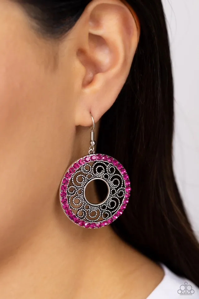 Paparazzi Earring ~ Whirly Whirlpool - Pink