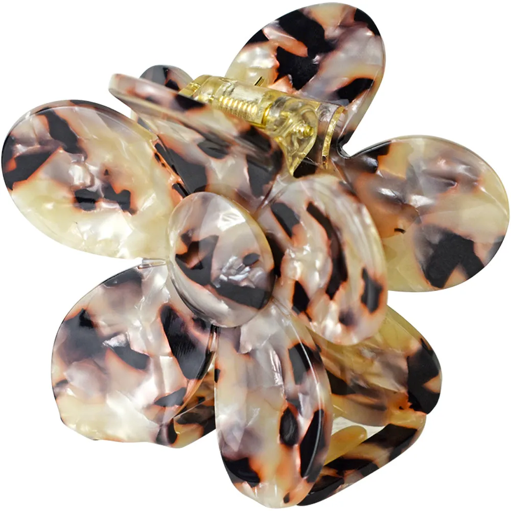 Parisian Flower White Tortoise Flower Hair Claw Clip