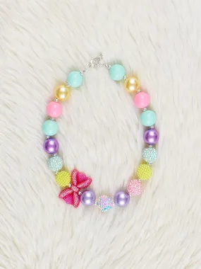 Pastels & Pink Bow Charm Bubblegum Necklace