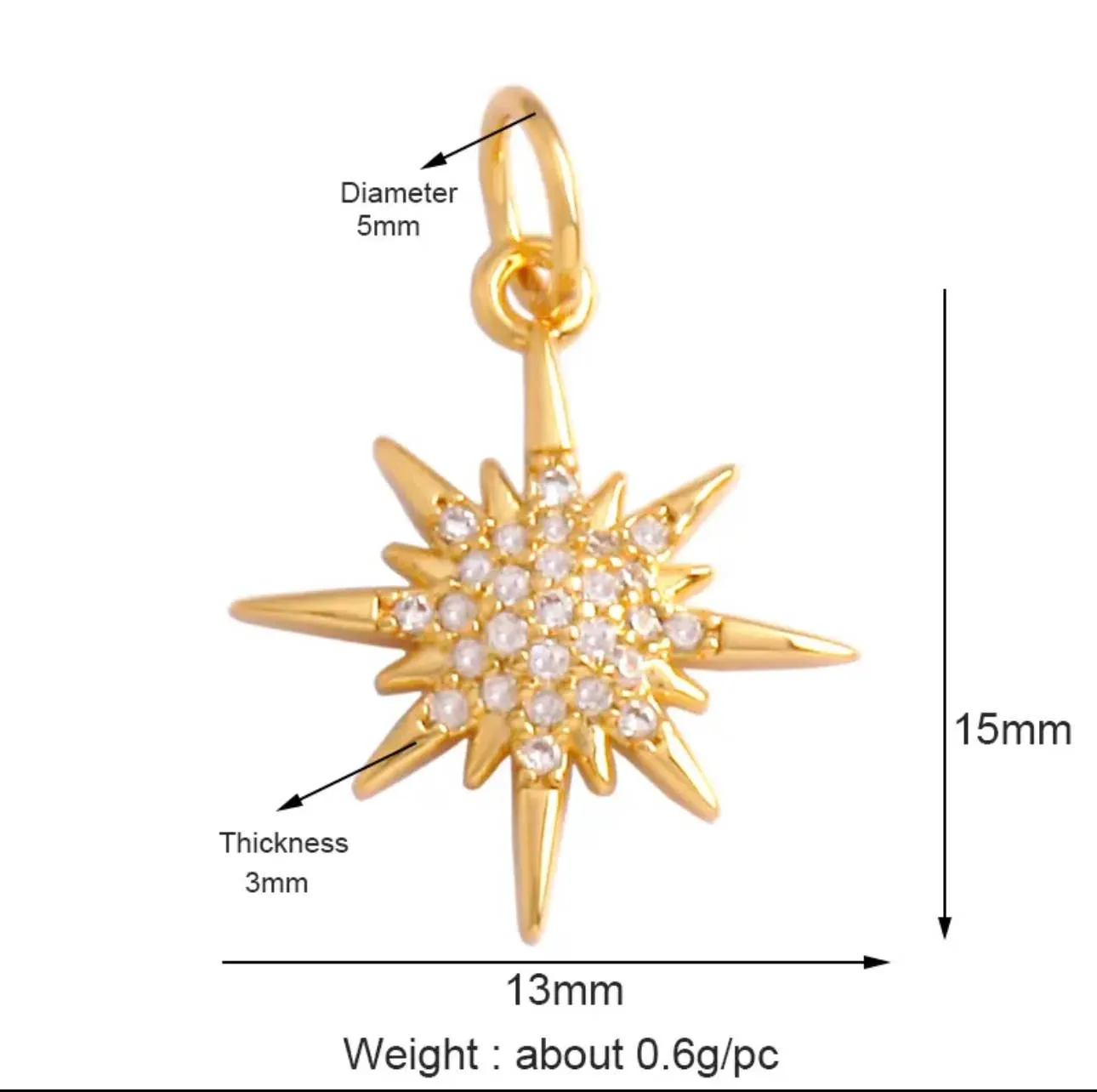 Pave Starbust Charm For Charm Bar & Charm Necklace