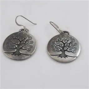 Pewter Tree of Life Coin Earrings