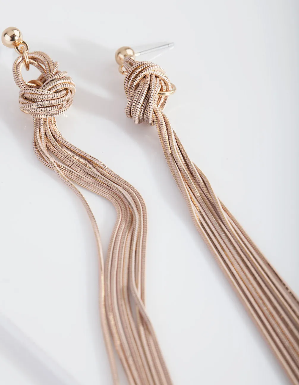 Pink & Gold Thread Chain Knot Earrings