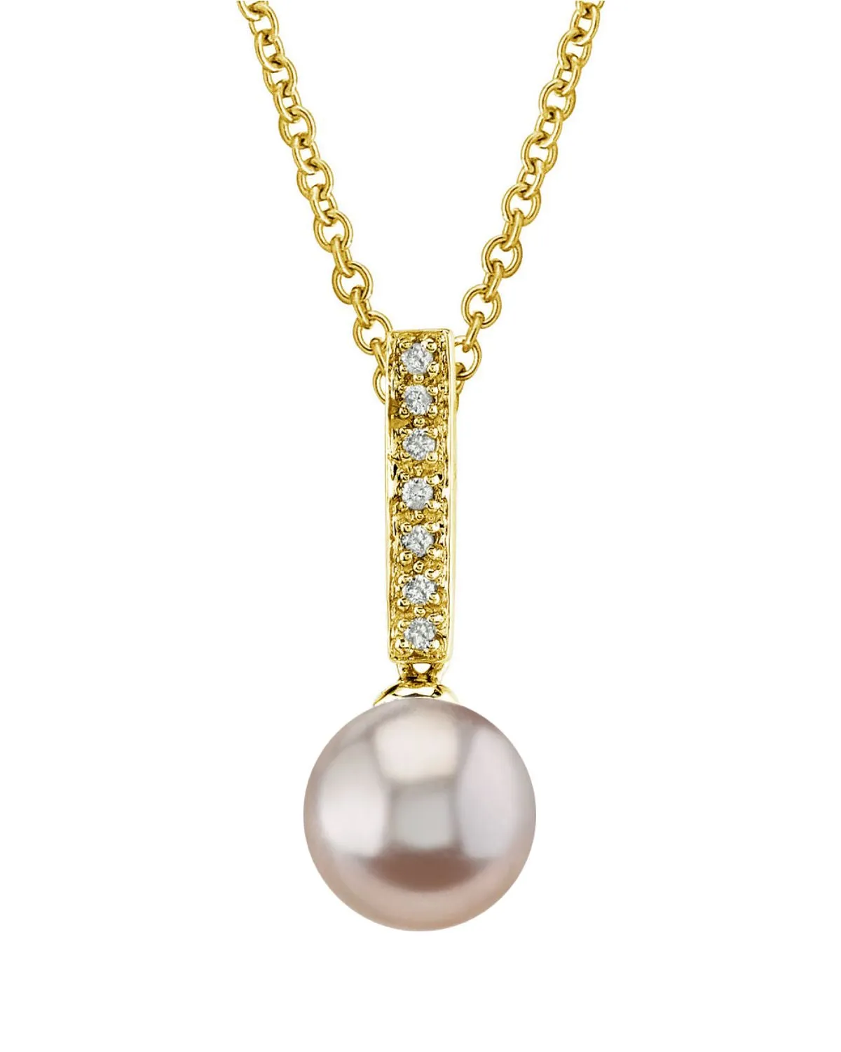 Pink Freshwater Pearl Dangling Diamond Pendant