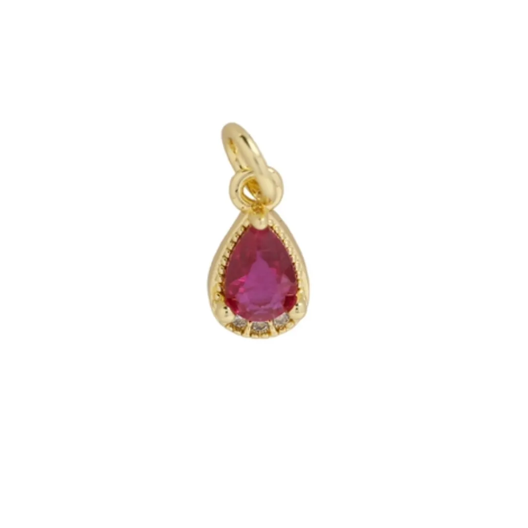 Pink Teardrop Charm For Charm Necklace & Bracelet