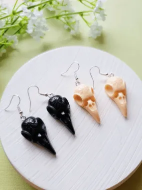 Quirky - Raven head skulls | gothic resin earrings| animal black bird funky earrings | halloween fun earrings | fantasy witch doctor magic