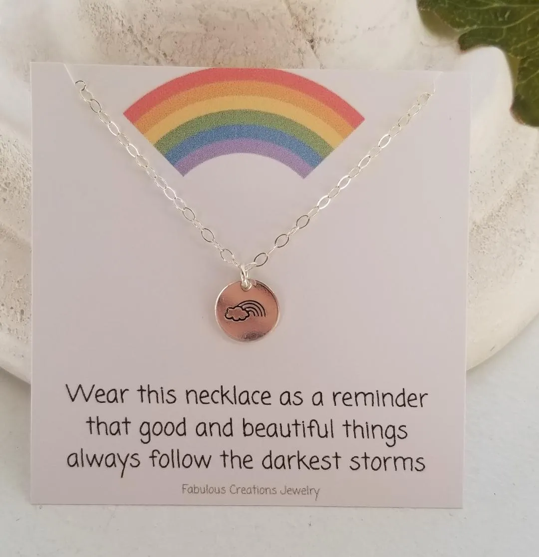 Rainbow Charm Necklace, Dainty Layering Necklace