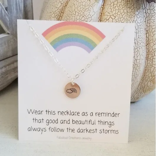 Rainbow Charm Necklace, Dainty Layering Necklace