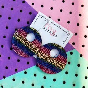 Rainbow Nostalgia Leopard Dangle Hoop Earrings