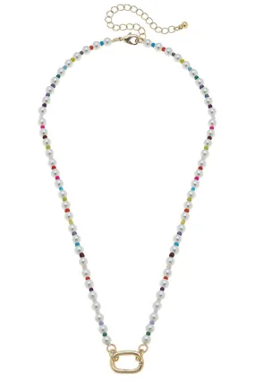 Rainbow Pearl Charm Necklace