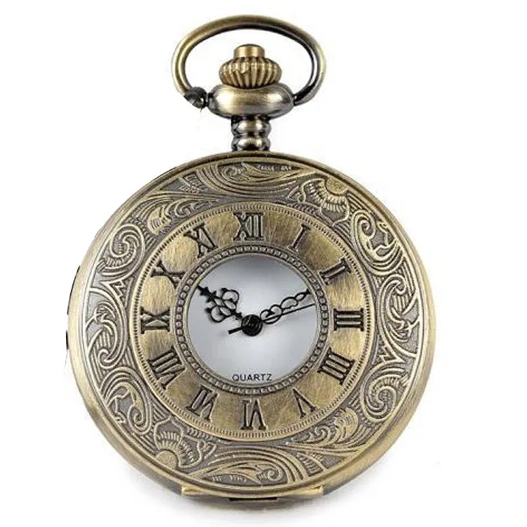 Retro Roman Cloud Pattern Pocket Watch Classic Pattern European And American Style Necklace Large Pocket Watch