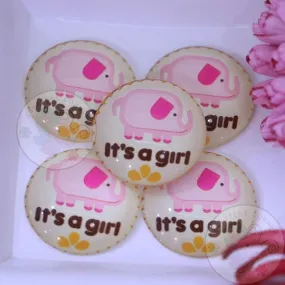 Round Glass Cabochon - It's a Girl