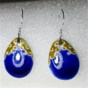 Royal Blue Teardrop Porcelain Earrings