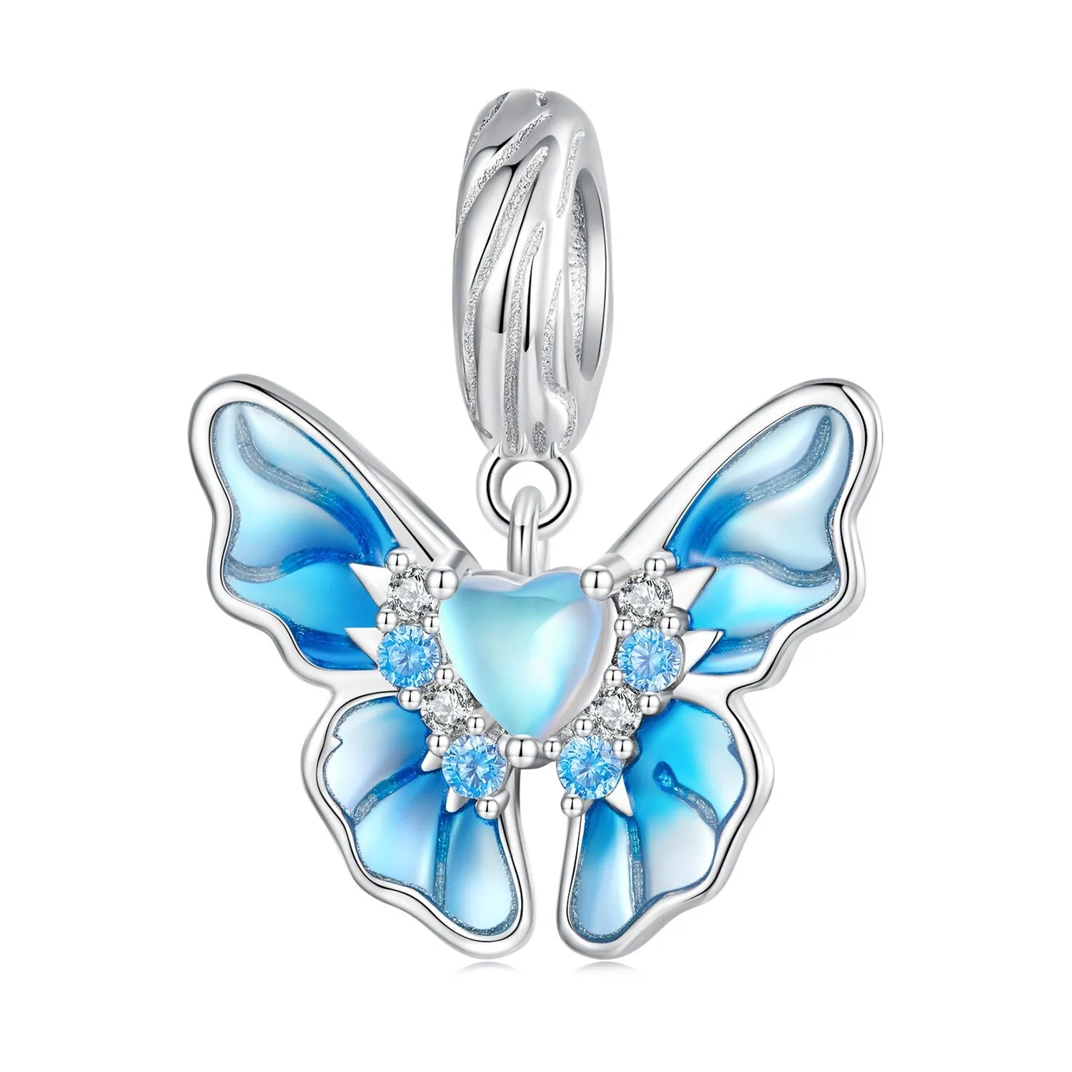 S925 Blue Butterfly Hanging Bead Charm