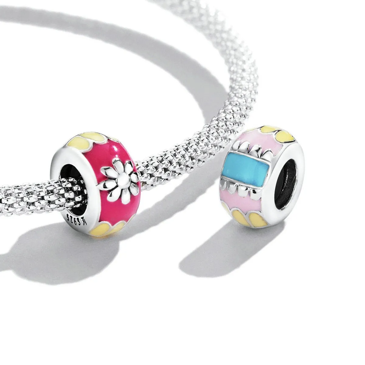 S925 Silver Charm for Bracelet, Colourful Spacer Charm