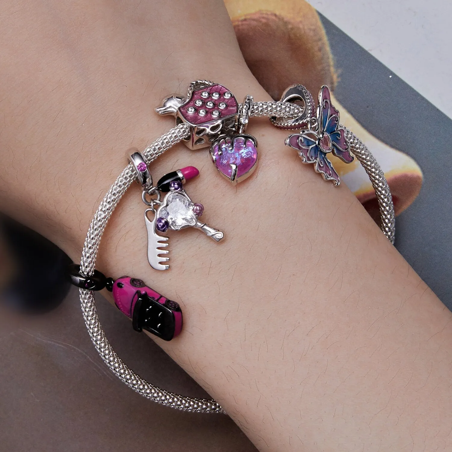 S925 Silver Convertible Car Charm for Bracelet