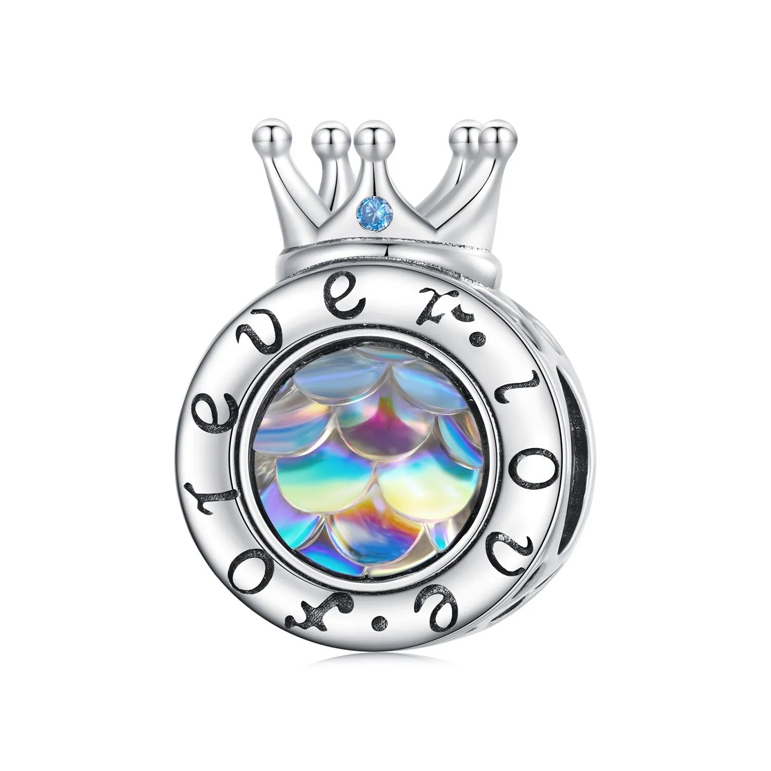 S925 Silver Crown Bead Charm for Bracelet