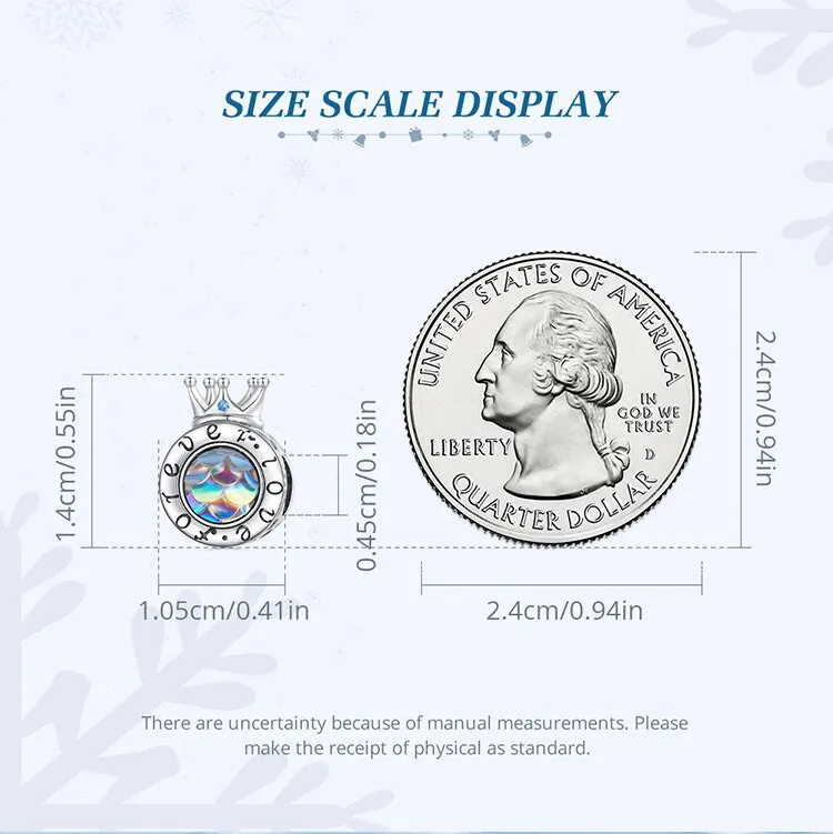 S925 Silver Crown Bead Charm for Bracelet