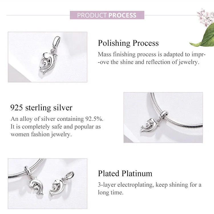 S925 Silver  Dolphin Charm Beads