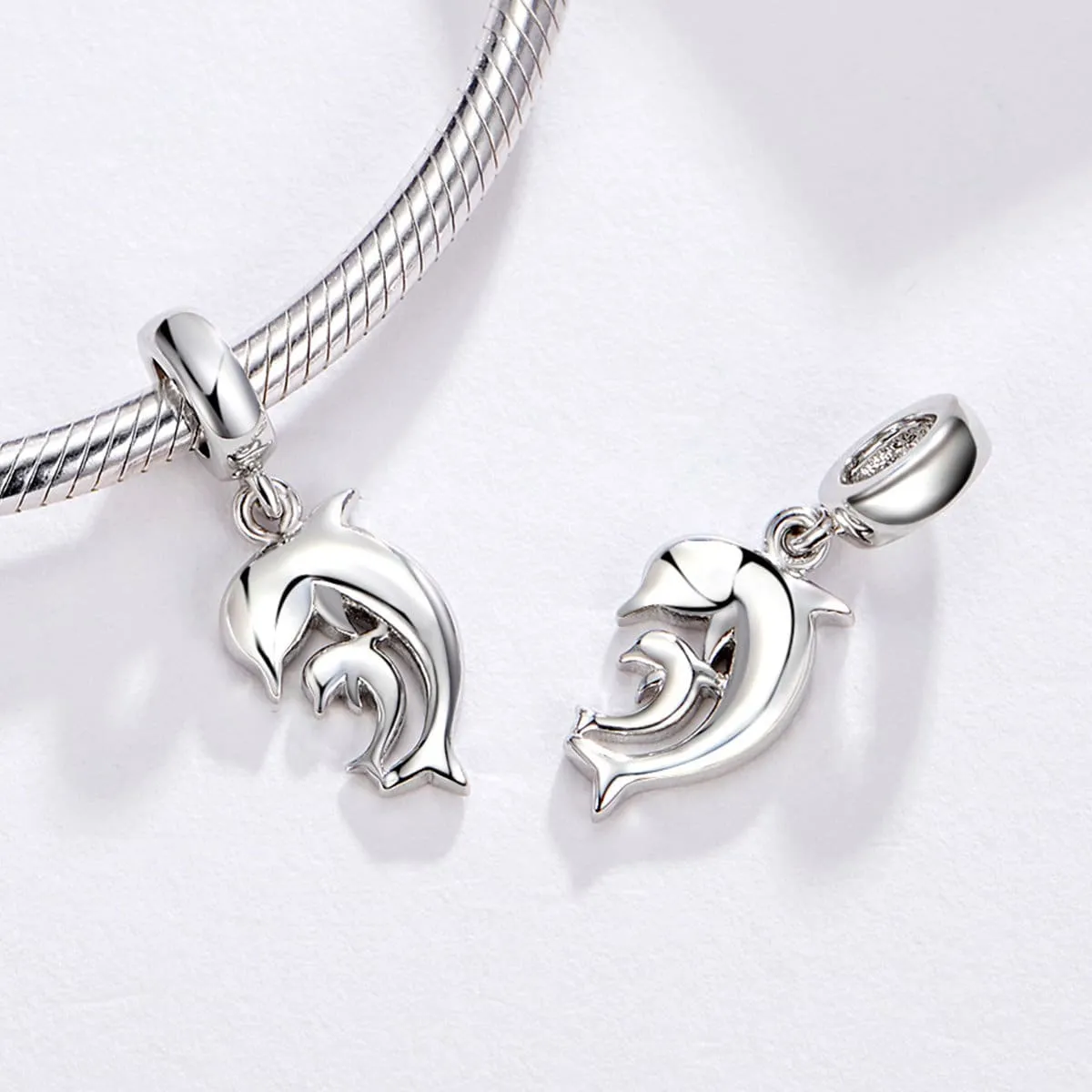 S925 Silver  Dolphin Charm Beads