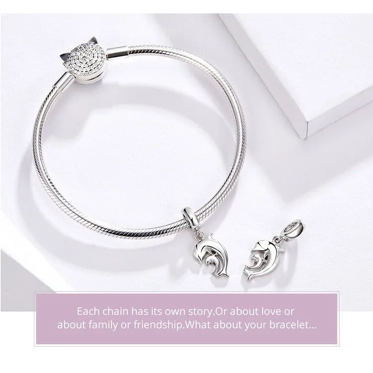 S925 Silver  Dolphin Charm Beads