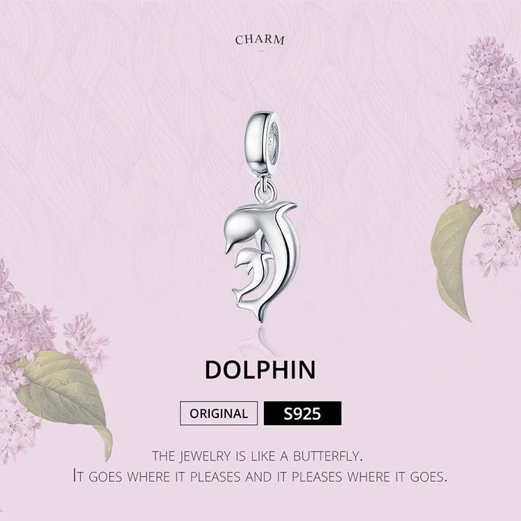 S925 Silver  Dolphin Charm Beads