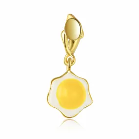 S925 Silver Golden Poached Egg Charm