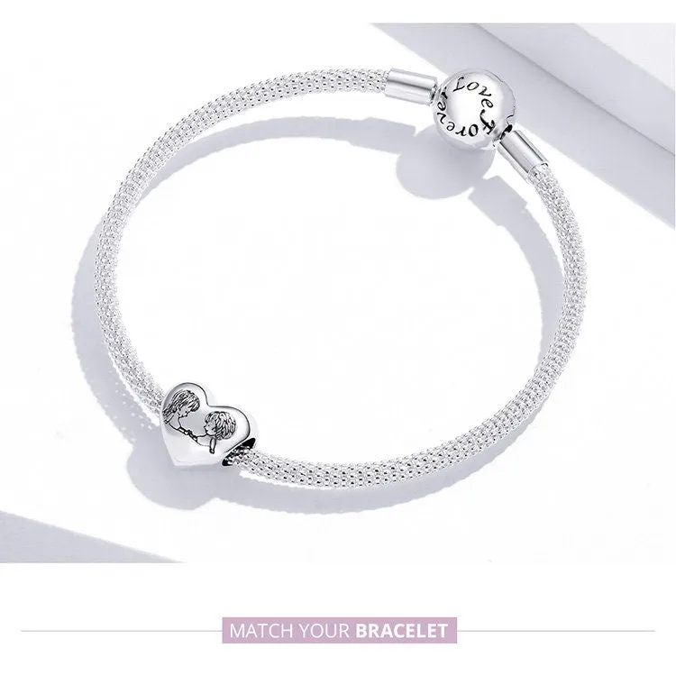 S925 Silver Heart-Shaped Charm Beads