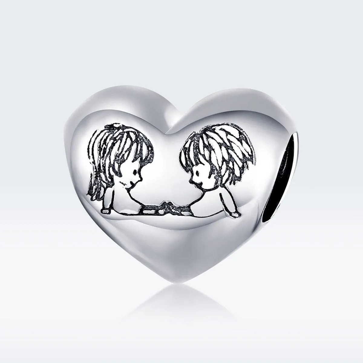 S925 Silver Heart-Shaped Charm Beads