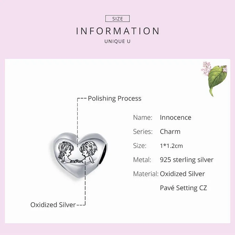 S925 Silver Heart-Shaped Charm Beads